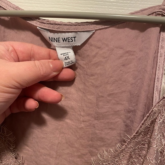 Plus Size Nine West V-Neck Camisole with lace trim in Washed Grape - Picture 5 of 8